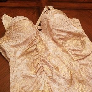 White and gold tankini top
